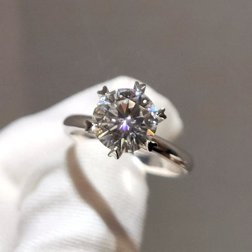 2 Carat white natural moissanite gemstone ring in S925 sterling silver for women by LYNHURD!
